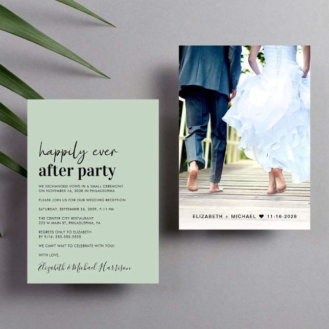 Faire-part de réception de mariage minimaliste sag (An chic Happily Ever After Party invitation for your wedding celebration)
