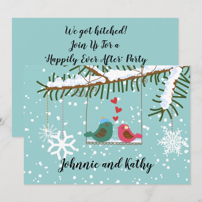 Faire-part de réception d'hiver pour les amoureux  (Devant / Derrière)