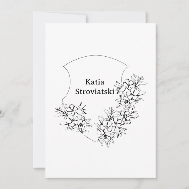 Faire-part de remise de diplôme à armoiries noir e (Devant)