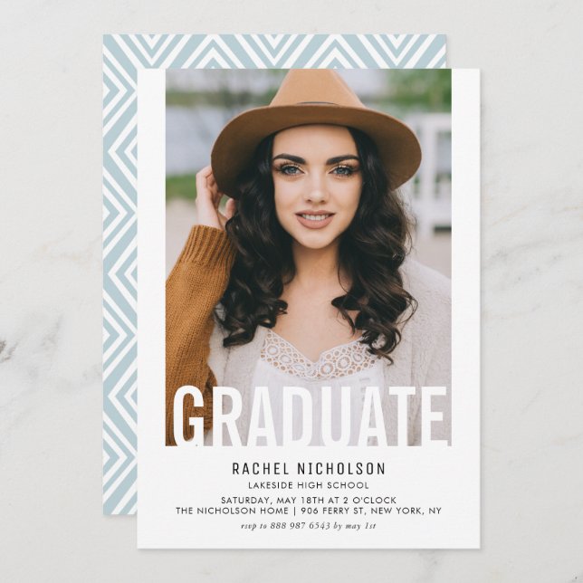 Faire-part de remise de diplôme avec découpe perso (Devant / Derrière)