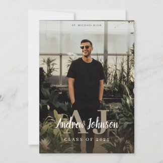 Faire-part de remise de diplôme avec initiales en 