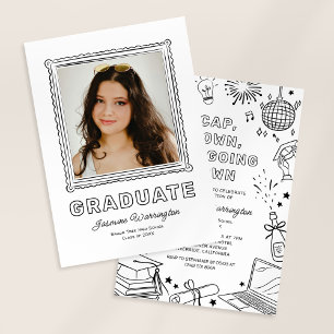 Faire-part de remise de diplôme avec photo doodle 