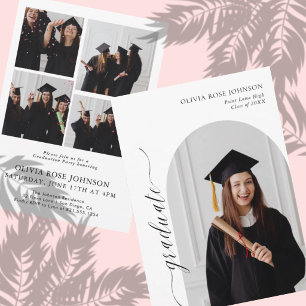 Faire-part de remise de diplôme moderne Blush An