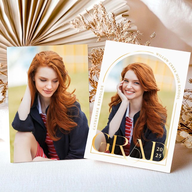 Faire-part de remise de diplôme photo or moderne (Créateur téléchargé)