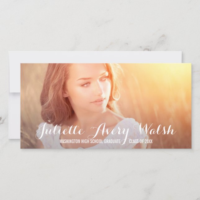 Faire-part de remise de diplôme Simplicité Douce (Devant)