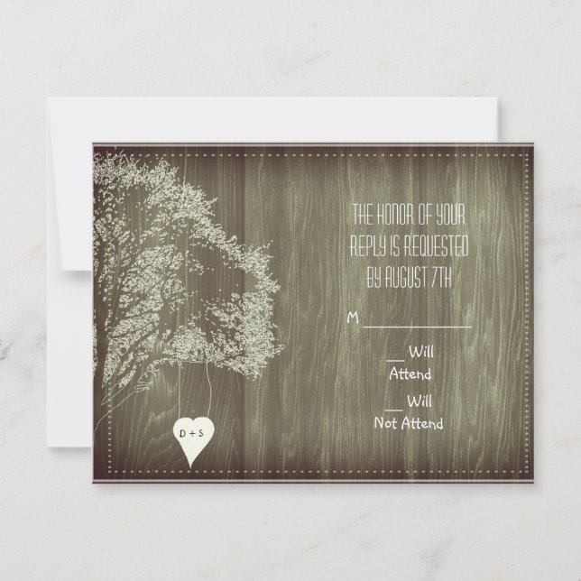 Faire-part de réponse de mariage Arbre rustique av (Devant)