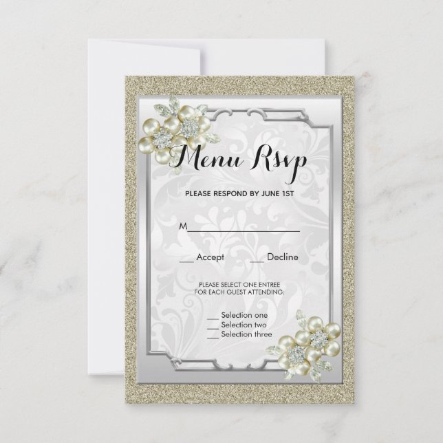 Faire-part de réponse de menu de mariage floral ge (Devant)