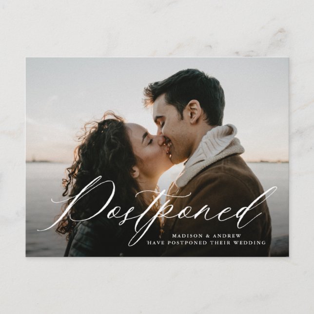 Faire-part de report de mariage à la calligraphie  (Devant)