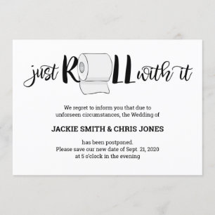 Faire-part de report mariage - Juste rouler
