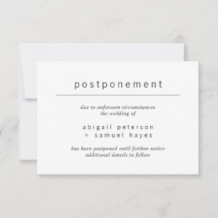 Faire-part de report Mariage minimaliste