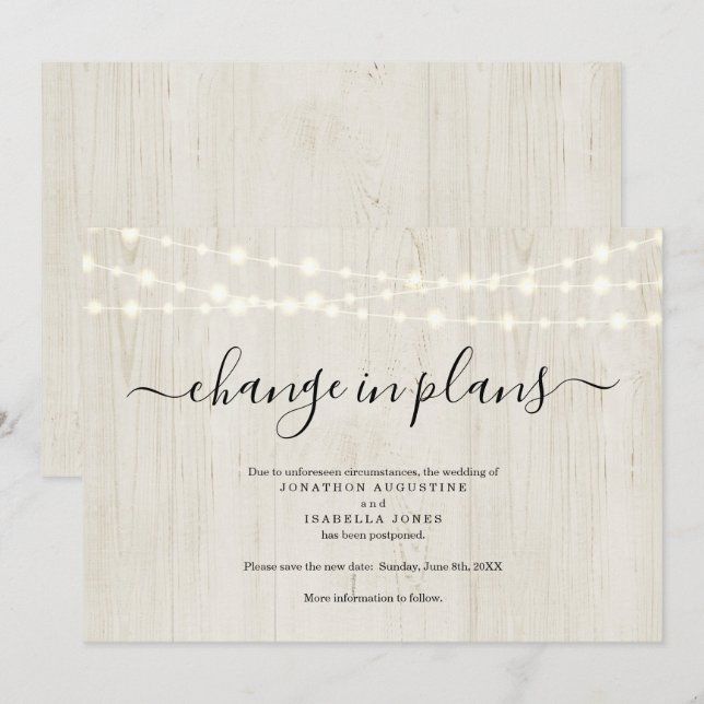 Faire-part de report Mariage rustique (Devant / Derrière)