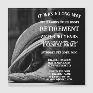 Faire-part de retraite avec casquette cowboy et bo