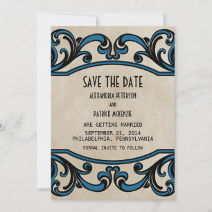 Faire-part de sauvegarde de date Blue Gothic Swirl