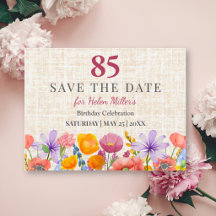Faire-part de sauvegarde pour les 85 ans Floral 85