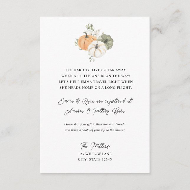 Faire-part de shower bébé automnal rustique pour l (Devant)