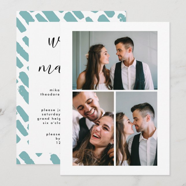 Faire-part de trois photos après le mariage (Devant / Derrière)