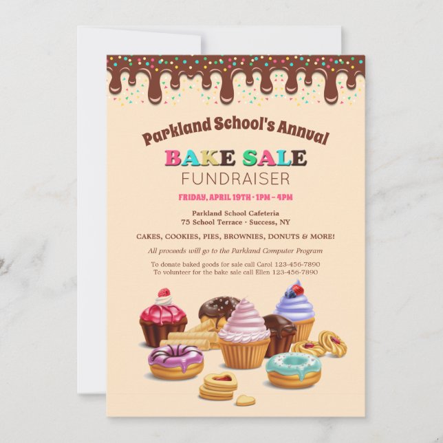 Faire-part de vente de gâteaux (Devant)