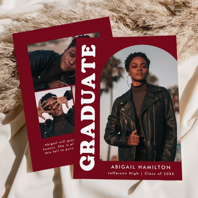 Faire-part Décaler Arch Bourgogne 4 Diplôme photo (Créateur téléchargé)