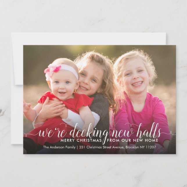 Faire-part Deck New Halls Photo Noël Holiday Déménagement (Devant)