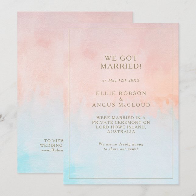Faire-part d'Elopement Couleur de soleil d'été (Devant / Derrière)