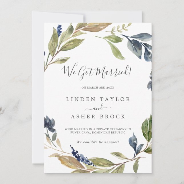 Faire-part d'Elopement de verdure d'automne (Devant)