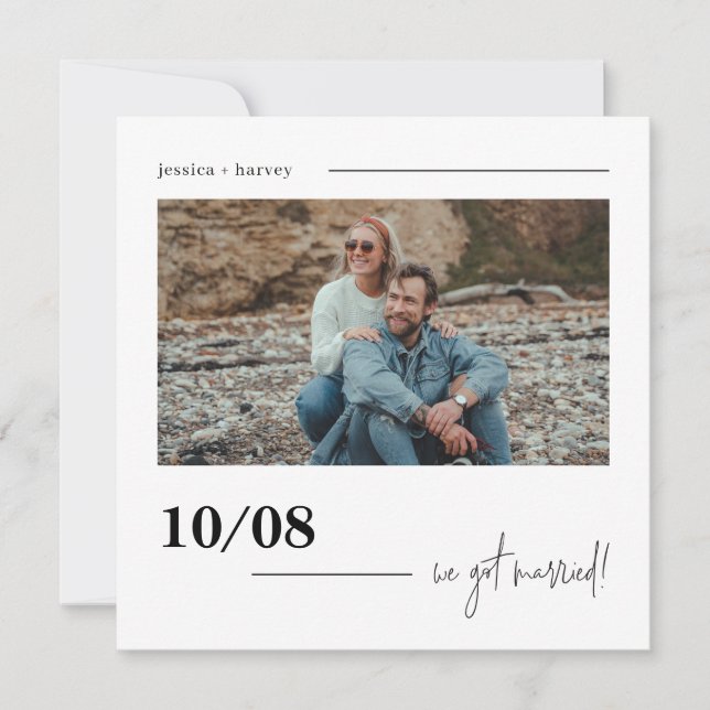 Faire-part d'Elopement photo Boho minimal moderne (Devant)