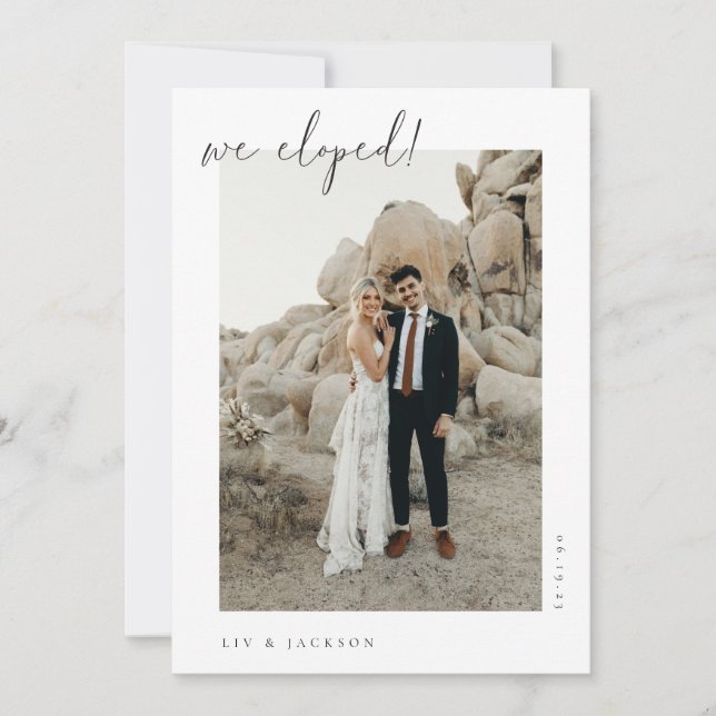 Faire-part d'Elopement photo minimaliste (Devant)