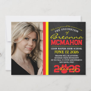 Faire-part d'Empreinte de patte rouge et jaune