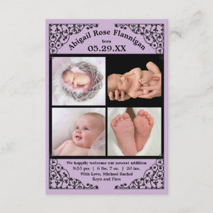 Faire-part Dentelle violette de collection de photos - 3x5 Fa