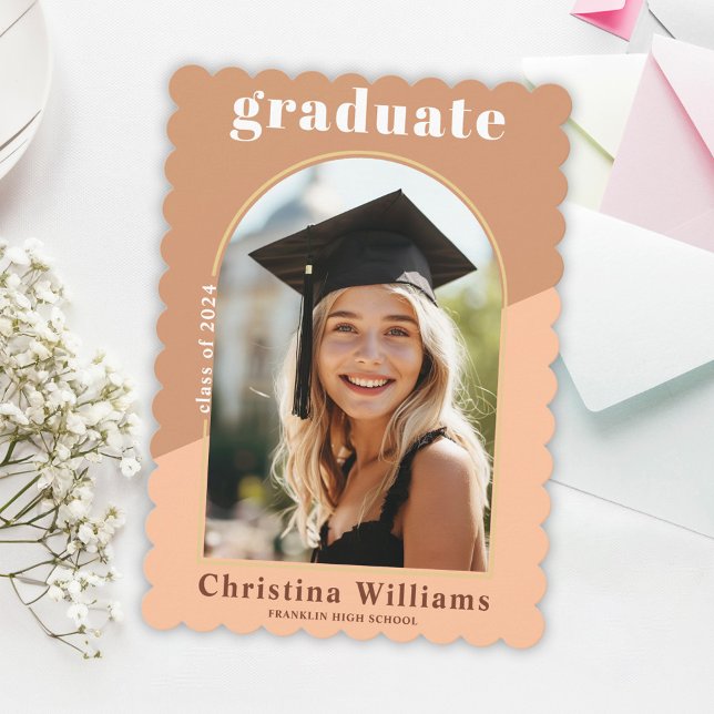 Faire-part Design moderne Arch Photo Lycée Graduation (Stylish Modern Arch Photo High School Graduation Announcement)