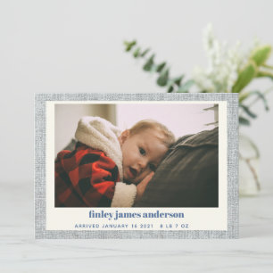 Faire-part Design moderne Blue Grey Linge de lit bébé Photo n