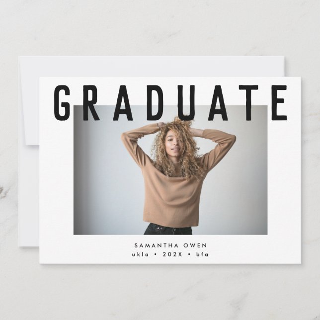Faire-part design voguish ultra chic smart grad photo announ (Devant)