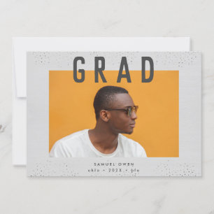 Faire-part Designer Script Grad Gris moderne Deux photos
