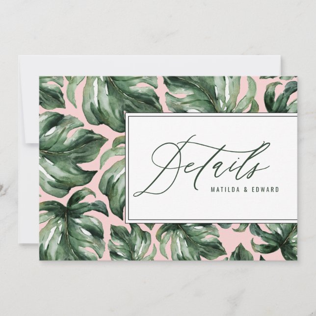 Faire-part Détails de mariage de feuillage de feuille de palm (Devant)