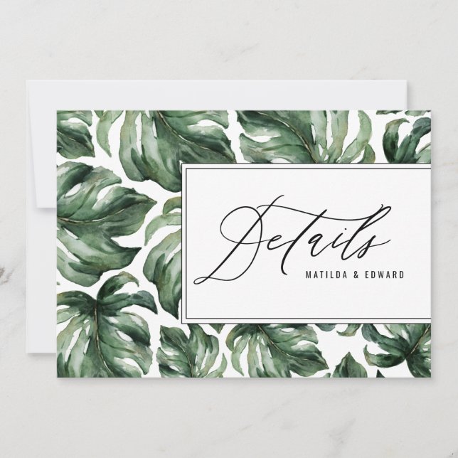Faire-part Détails de mariage de feuillage de feuille de palm (Devant)
