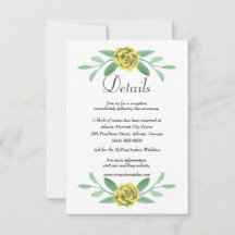 Détails de mariage de verdure florale jaune