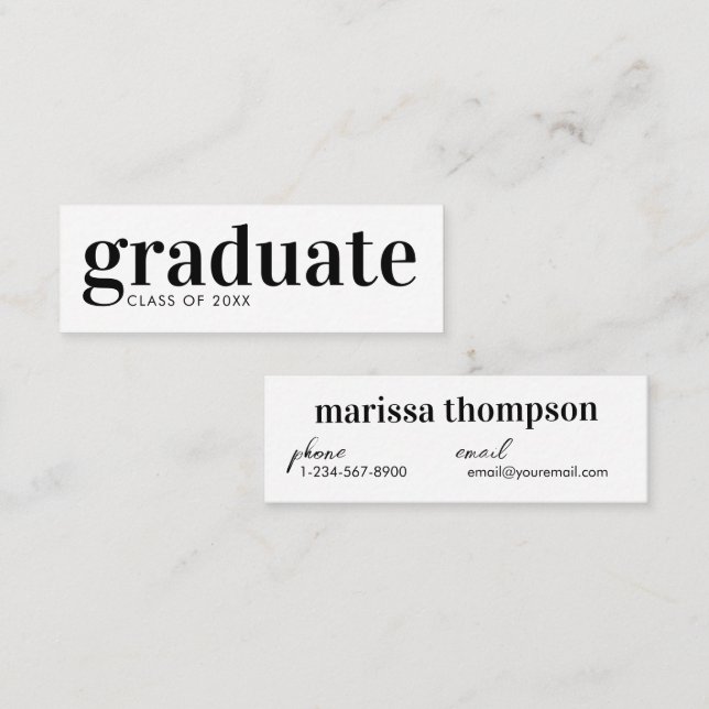 Faire-part d'études Carte de visite diplômé (Devant / Derrière)