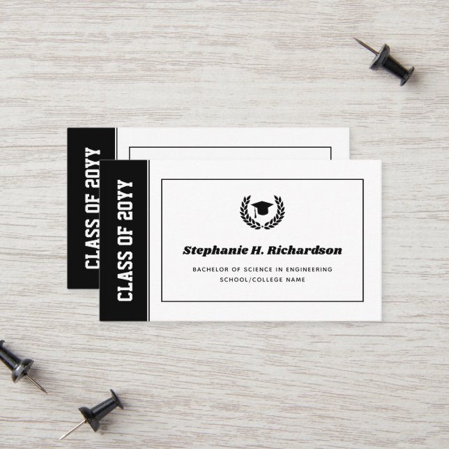 Faire-part d'études modernes - Nom de la fiche Ins (Devant/Arrière en situation)