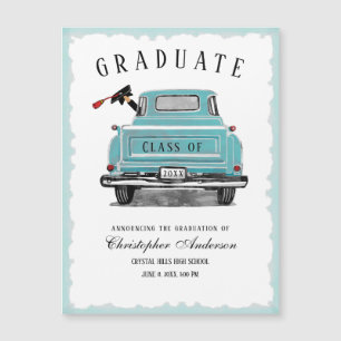Faire-part d'études Vintage Blue Truck 2025