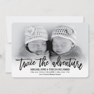 Faire-part Deux fois l'aventure Twins Modernes Annonce de nai