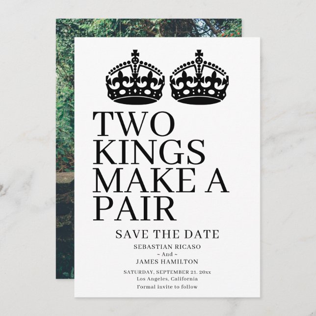 Faire-part Deux Rois Font Un Mariage Gay Pair (Devant / Derrière)