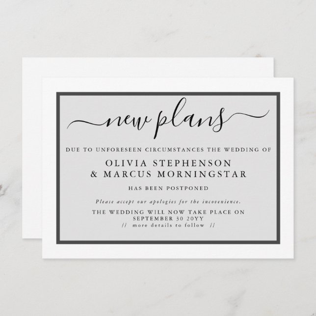 Faire-part d'événement différé moderne Nouveaux pl (Devant / Derrière)