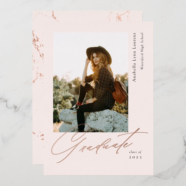 Faire-part d'huile photo de script d'études supéri (Recto/Verso)