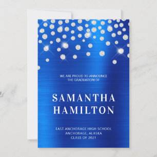 Faire-part Diagramme Royal Blue Ombre Foil Confetti