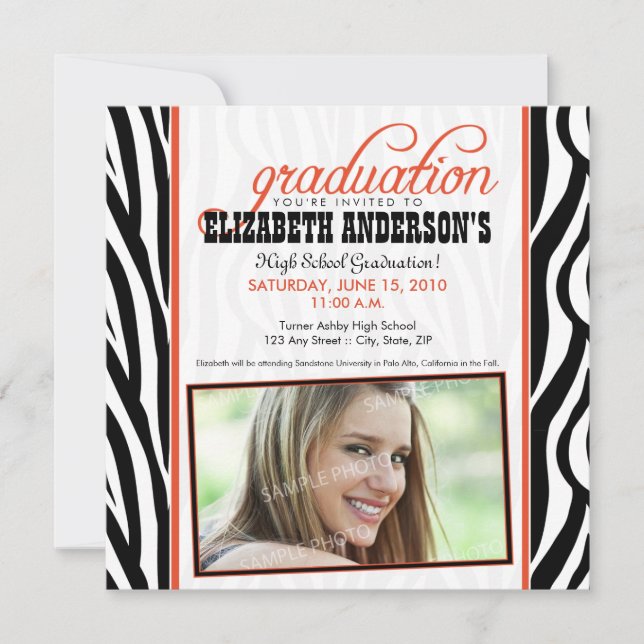 Faire-part d'impression Zebra (orange) (Devant)