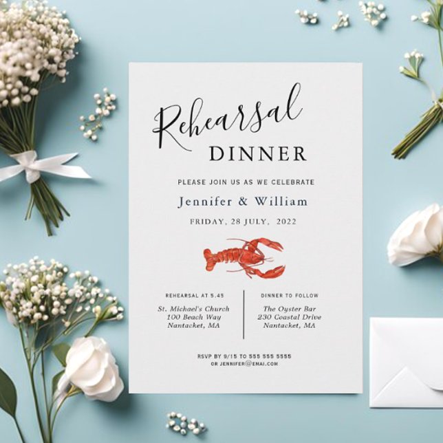 Faire-part Dîner de répétition du mariage de homard nautique (Créateur téléchargé)