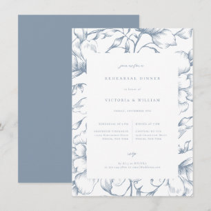 Faire-part Dîner de répétition Vintage bleu Dusty