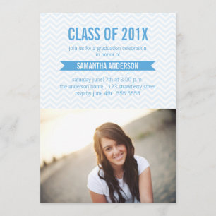 Faire-part d'invitation de diplôme Chevron Blue