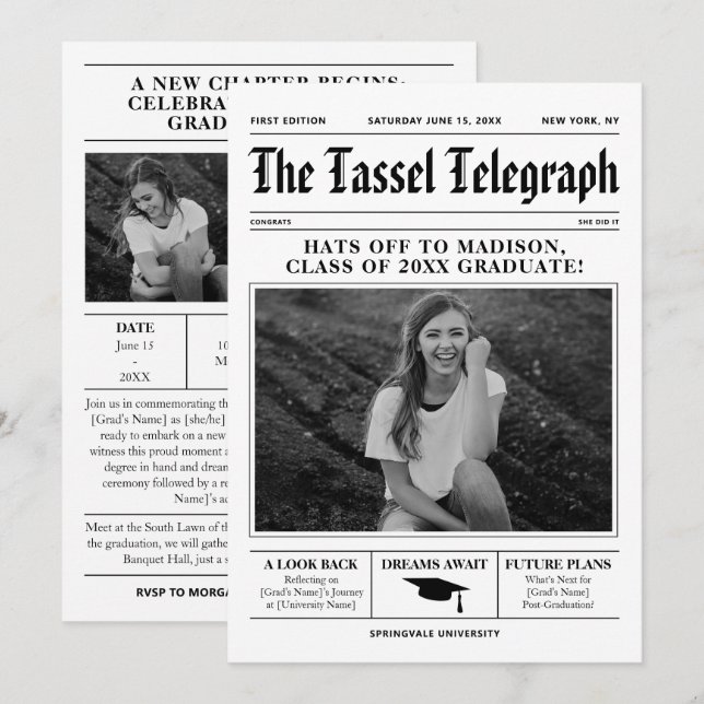 Faire-part d'invitation de la carte d'inscription  (Devant / Derrière)