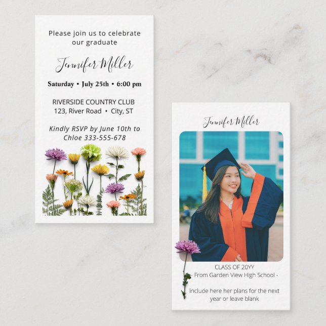 Faire-part d'invitation de la Mini Graduation Part (Devant / Derrière)